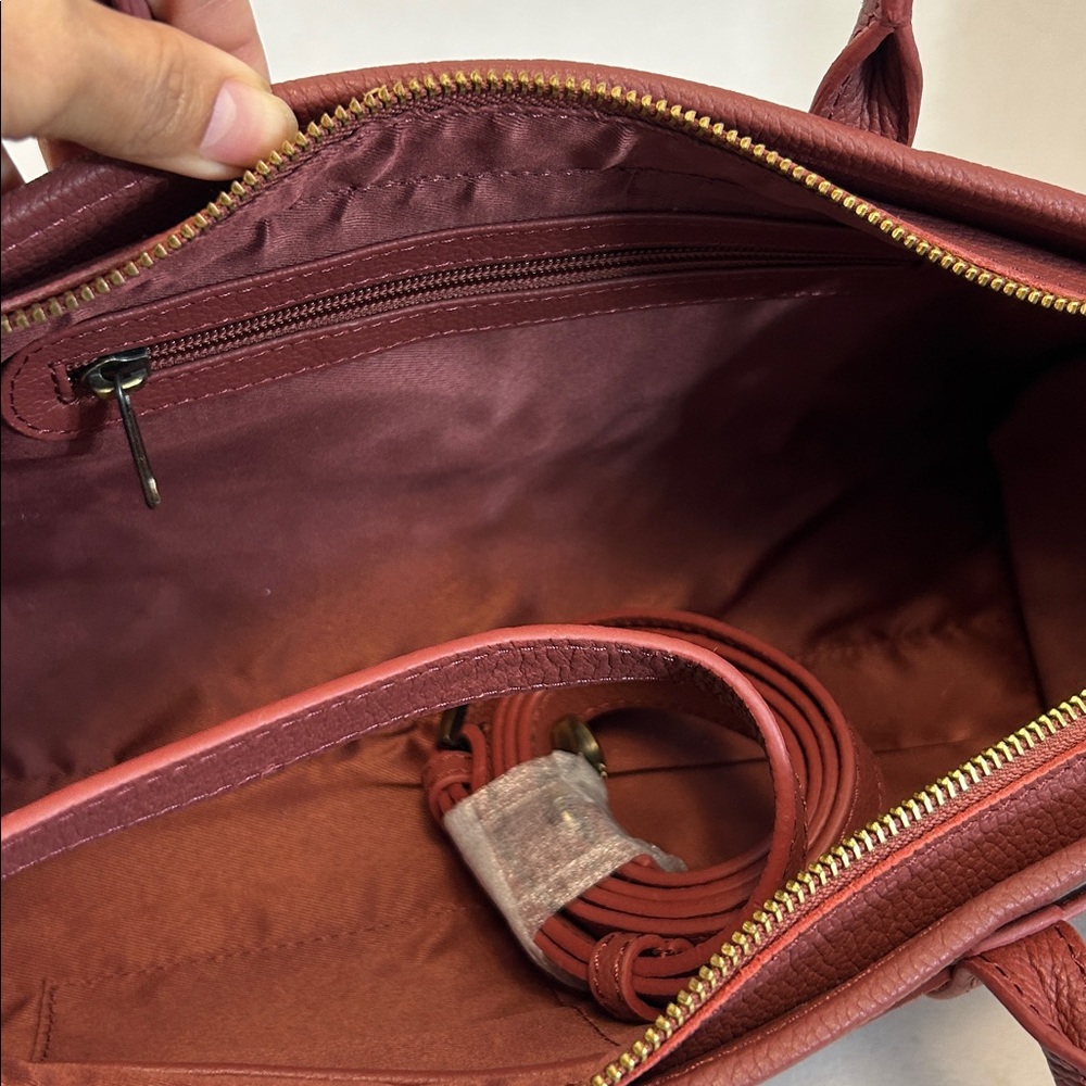 Elegant Cognac Brown Authentic Leather Tote Bag Doctor Bag - Picture 7 of 10
